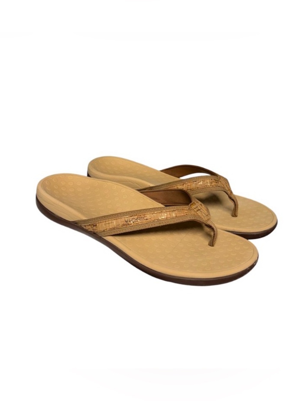 Vionic Tide Platform Sandals Womens 11 Tan Cork Orthotic Arch Flip Flop Shoe